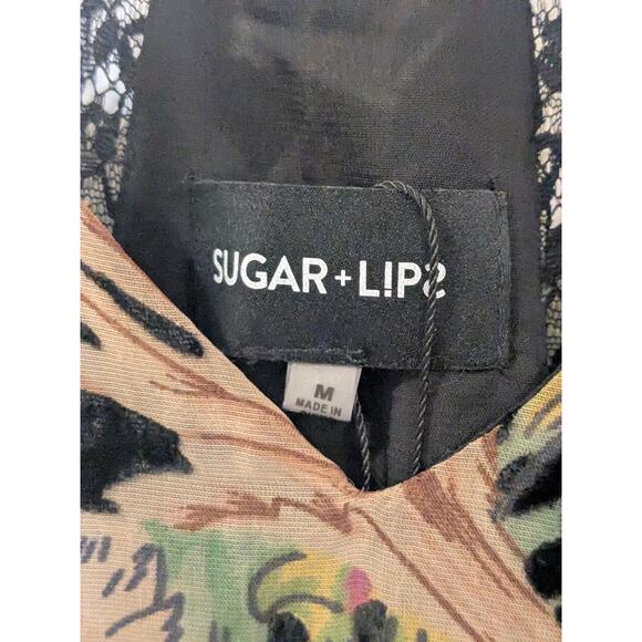 Sugar Lips 90s Style Velvet Overlay Floral Design Slip Dress Women Size Medium - Picture 3 of 7